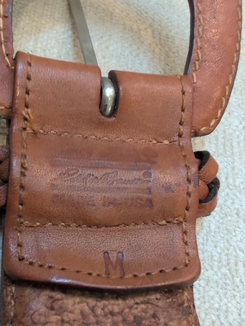 Eddie Bauer Brown Leather Woven Belt Size M Classic Casual Style Made in USA